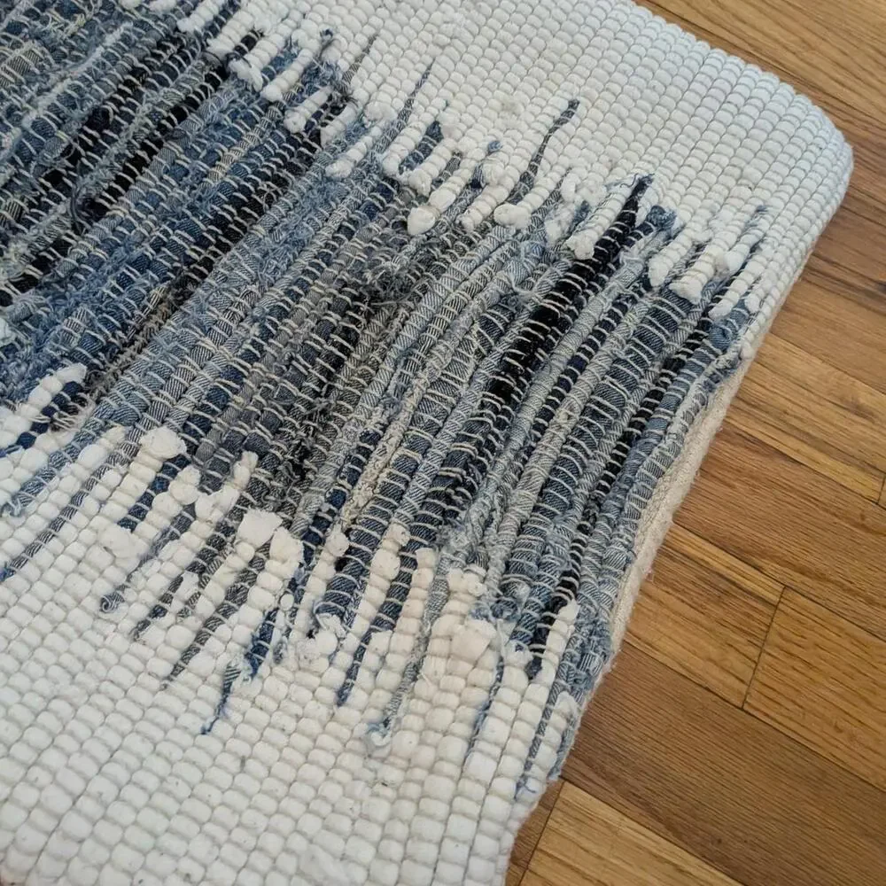 Y2K Mina Victory White And Blue Abstract Denim Style Pillow Case Textured Design